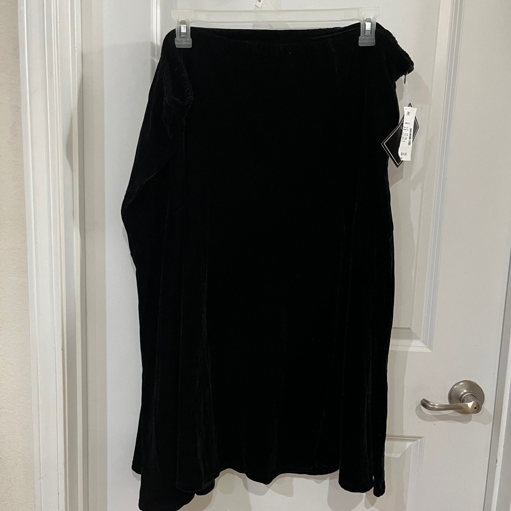 Bob Mackie Studio Black Velvet Midi Skirt Plus Size 3X New With Tags